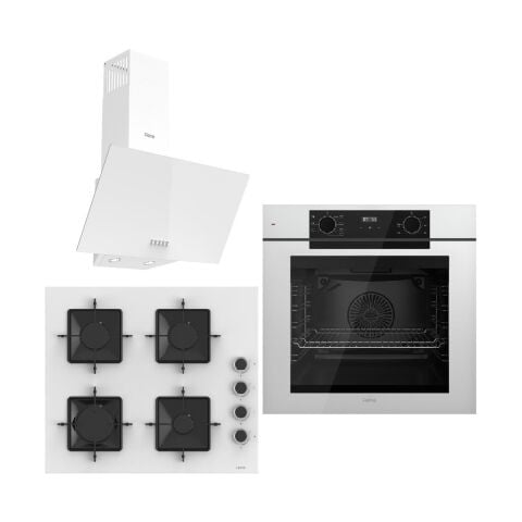 Ferre White FryArt 3 Lü Ankastre Set ( QEP63CB - SS206 - D081-SA ) A++ Sessiz Davlumbaz