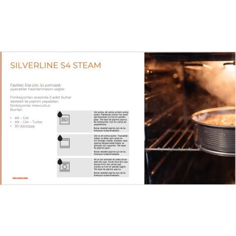 Silverline BO65P4W01 Buhar Destekli + Airfryer Özellikli Ankastre Fırın Beyaz