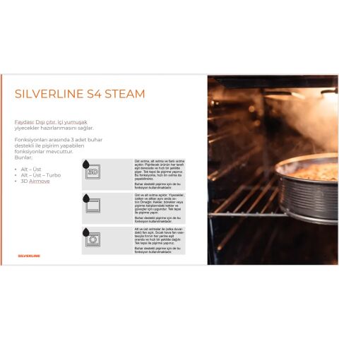 Silverline BO65P4W01 Buhar Destekli + Airfryer Özellikli Ankastre Fırın Beyaz
