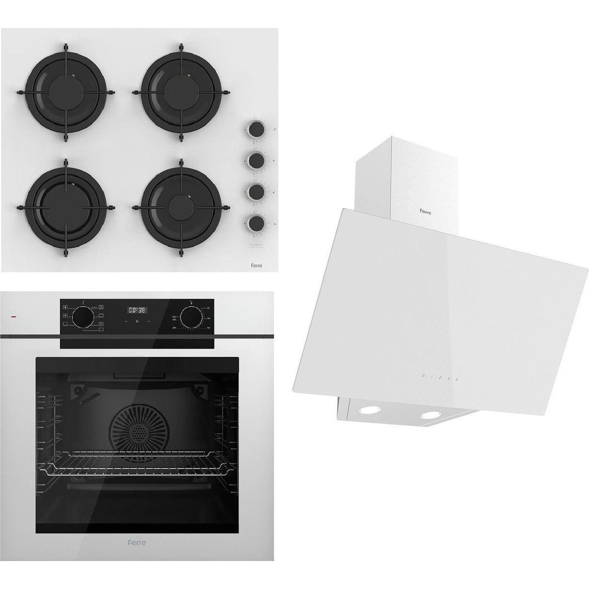 Ferre Steamart-Fryart Serisi Beyaz Set (CS206-FA + QEP63CB +D078) - Emaye Izgara