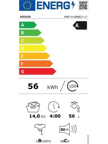 Hoover HWP414AMBC/1-17 14Kg 1400 Devir Wi-Fi  Beyaz Çamaşır Makinesi