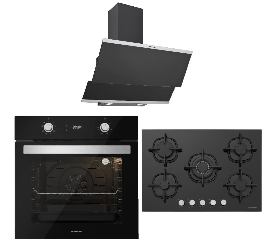 Silverline BO6504B01 - CS5364B01 - 3420 Classy 60 Siyah Cam Ankastre Set