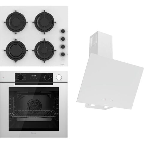 Ferre Steamart-Fryart-Sılentart Serisi Beyaz Set (CS206-FA + QEP64CB +D078-SA ) - Emaye Izgara