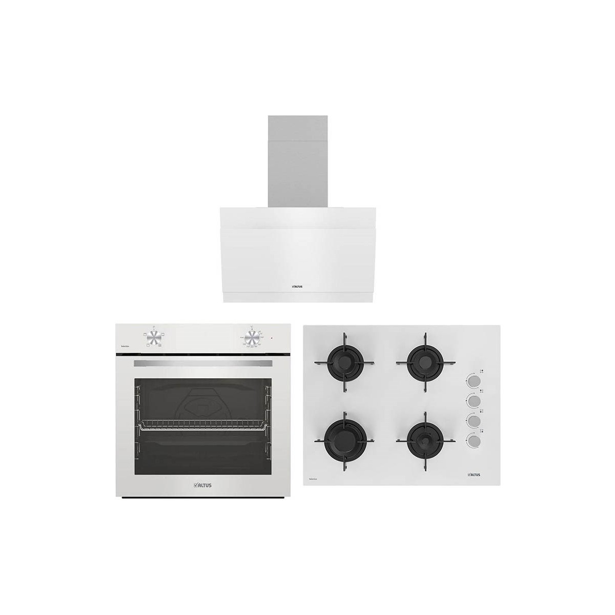 Altus Beyaz Cam Ankastre Set (Ala 310HW - Ala 159 Dhw - Ala 525 W)