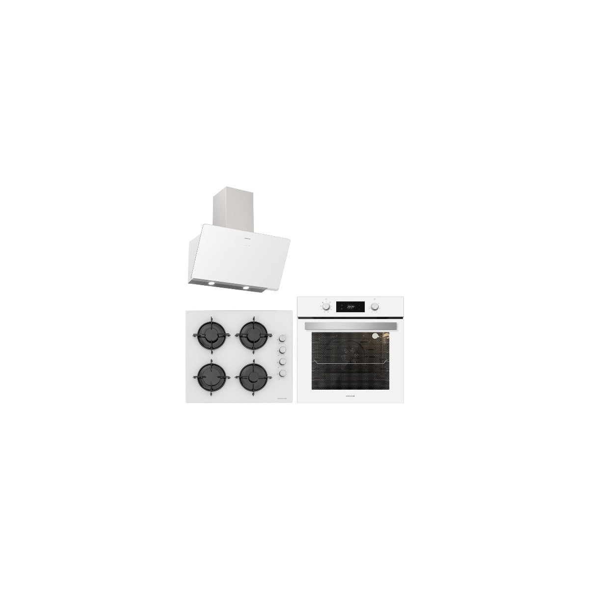 Silverline Beyaz Cam Ankastre Set (BO6504W01-3457 SOHO-CS5349W01)