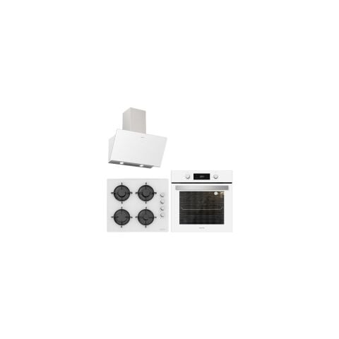 Silverline Beyaz Cam Ankastre Set (BO6504W01-3457 SOHO-CS5349W01)