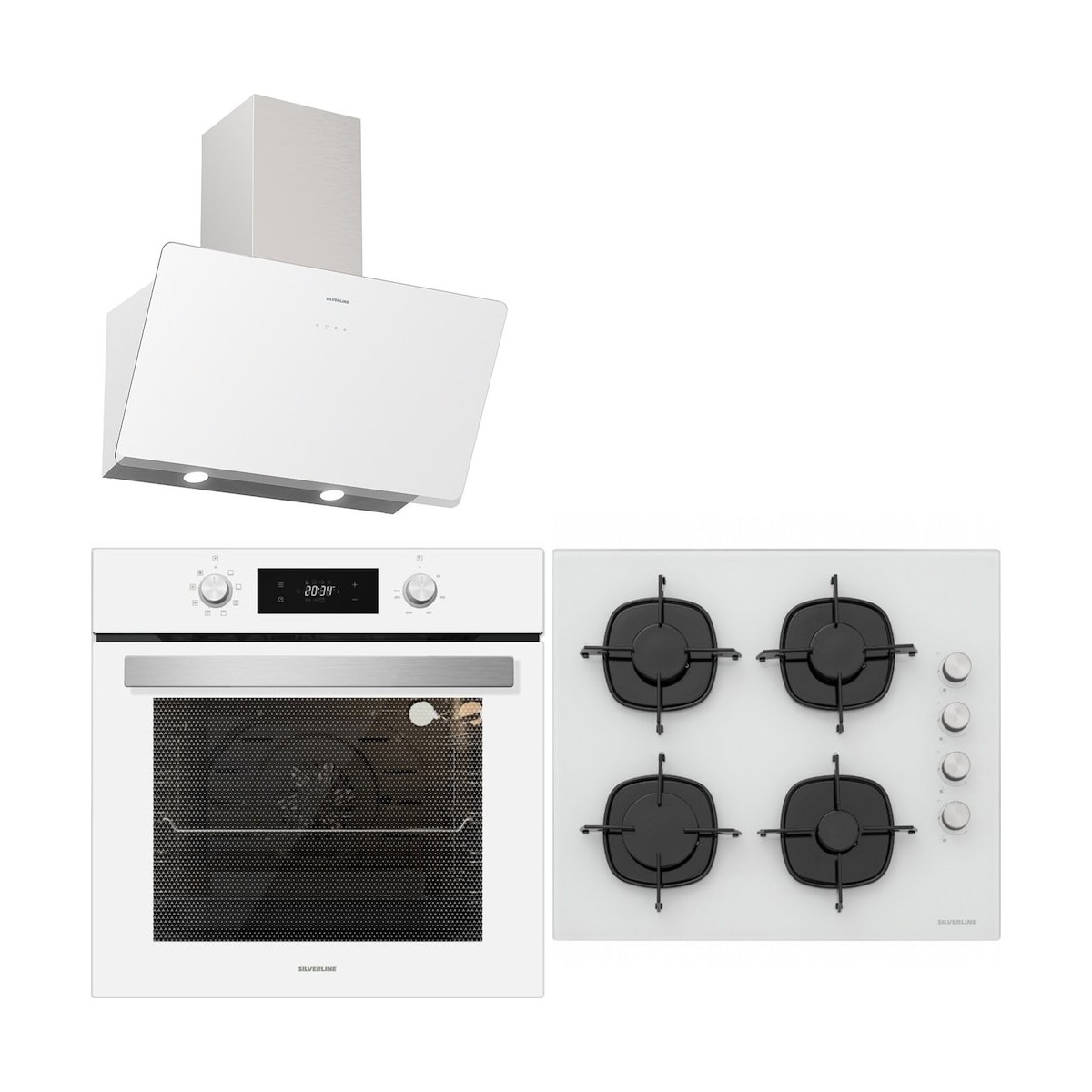 Silverline Ankastre Set Beyaz Cam ( BO6504W01- CS5335W01 - 3457)