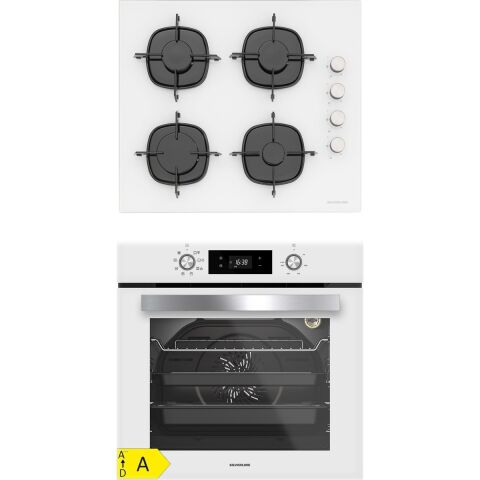 Silverline BO6504W01 - CS5335W01 Beyaz Cam Ankastre Set