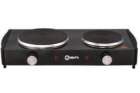 Mupa 2020 1000 + 1500 W Çift Gözlü Elektrikli Ocak Siyah