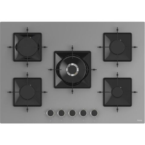 Ferre Steamart-Fryart-Sılentart Serisi Gri Set (SS038 + QEP64CPR +D079-SA) - Döküm Izgara / 75 cm Ocak