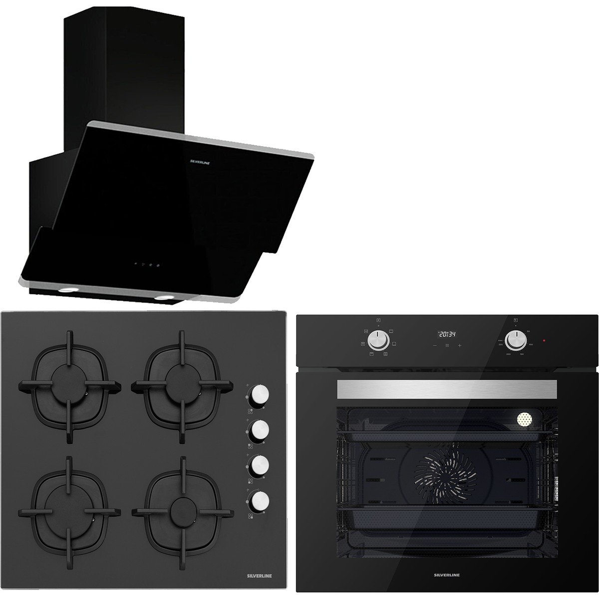 Silverline BO6502B02 - CS5343B01 - 3490 Oslo Siyah Ankastre Set