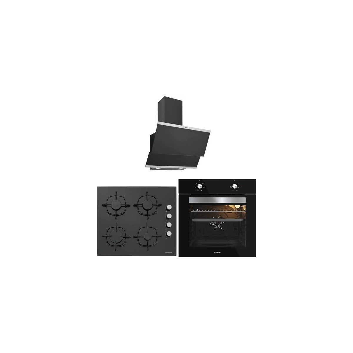 Silverline 3420 Classy - CS5335B01 - BO65E1B01 Siyah Cam Ankastre Set
