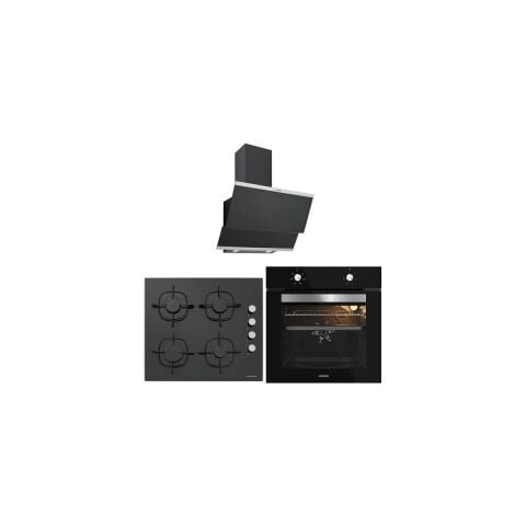 Silverline 3420 Classy - CS5335B01 - BO65E1B01 Siyah Cam Ankastre Set