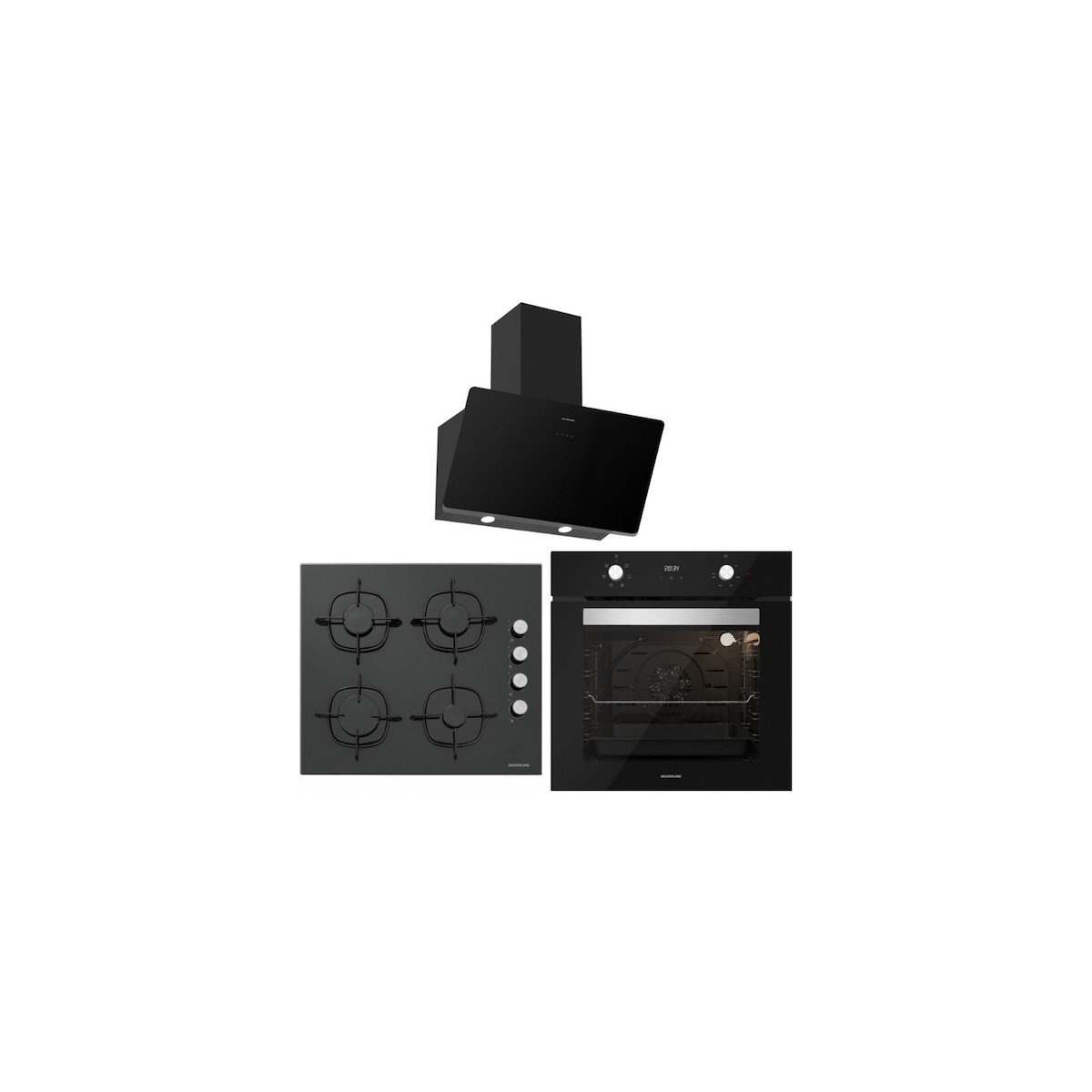 Silverline BO6502B02 - CS5335B01 - 3457 Soho 60 Siyah Cam Ankastre Set