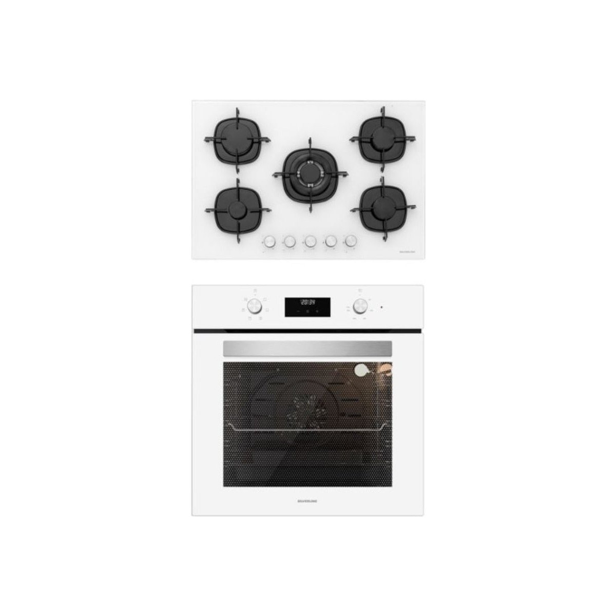 Silverline 2'li ikili BO6502W02 - CS5365W01 Beyaz Cam Ankastre Set