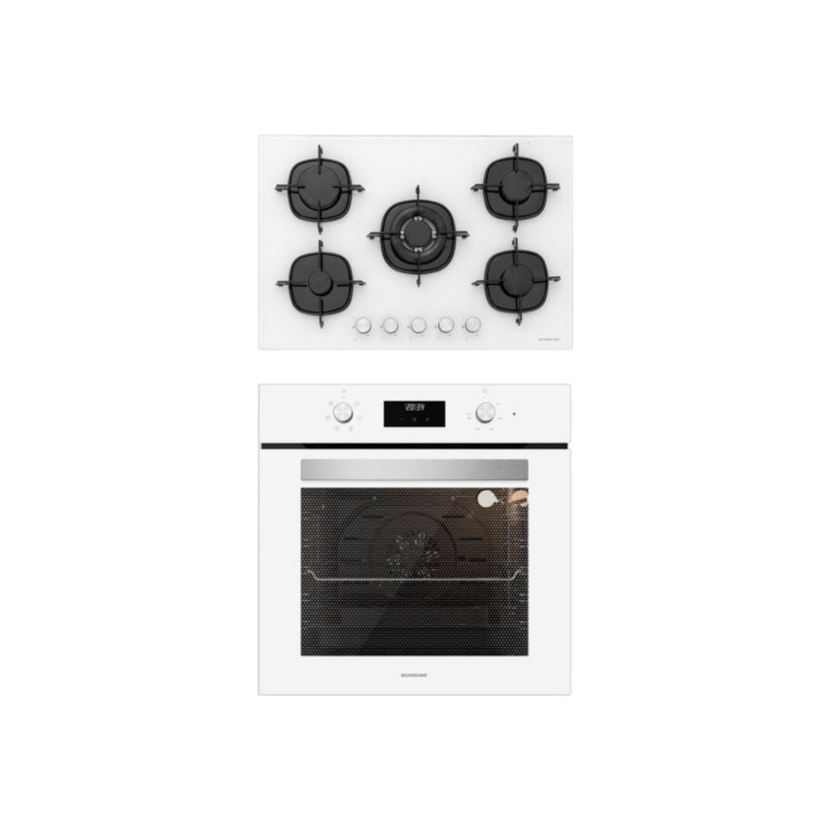Silverline 2'li ikili BO6502W02 - CS5365W01 Beyaz Cam Ankastre Set