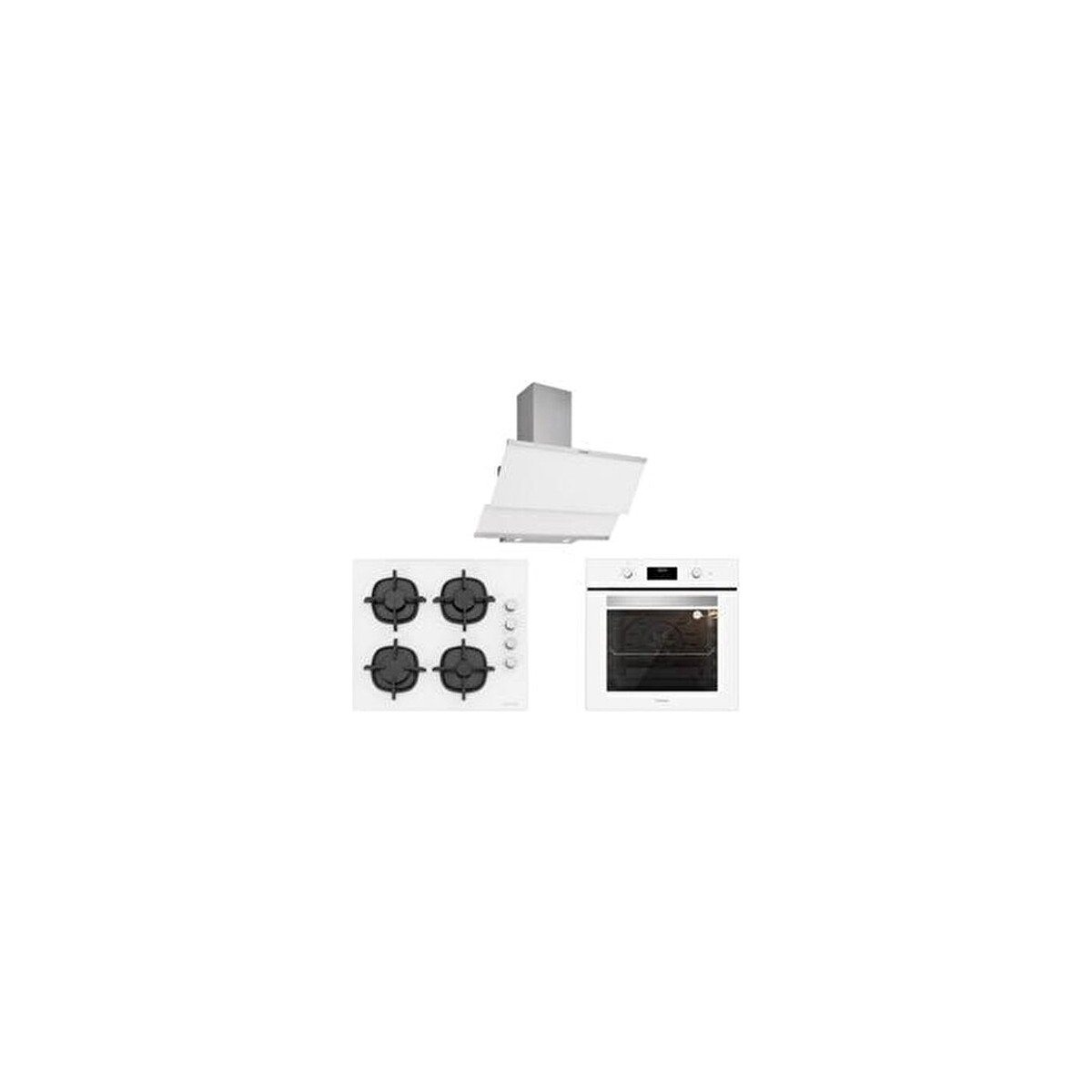 Silverline Beyaz Cam Ankastre Set (3420 Classy 60+CS5343W01+BO6502W02)
