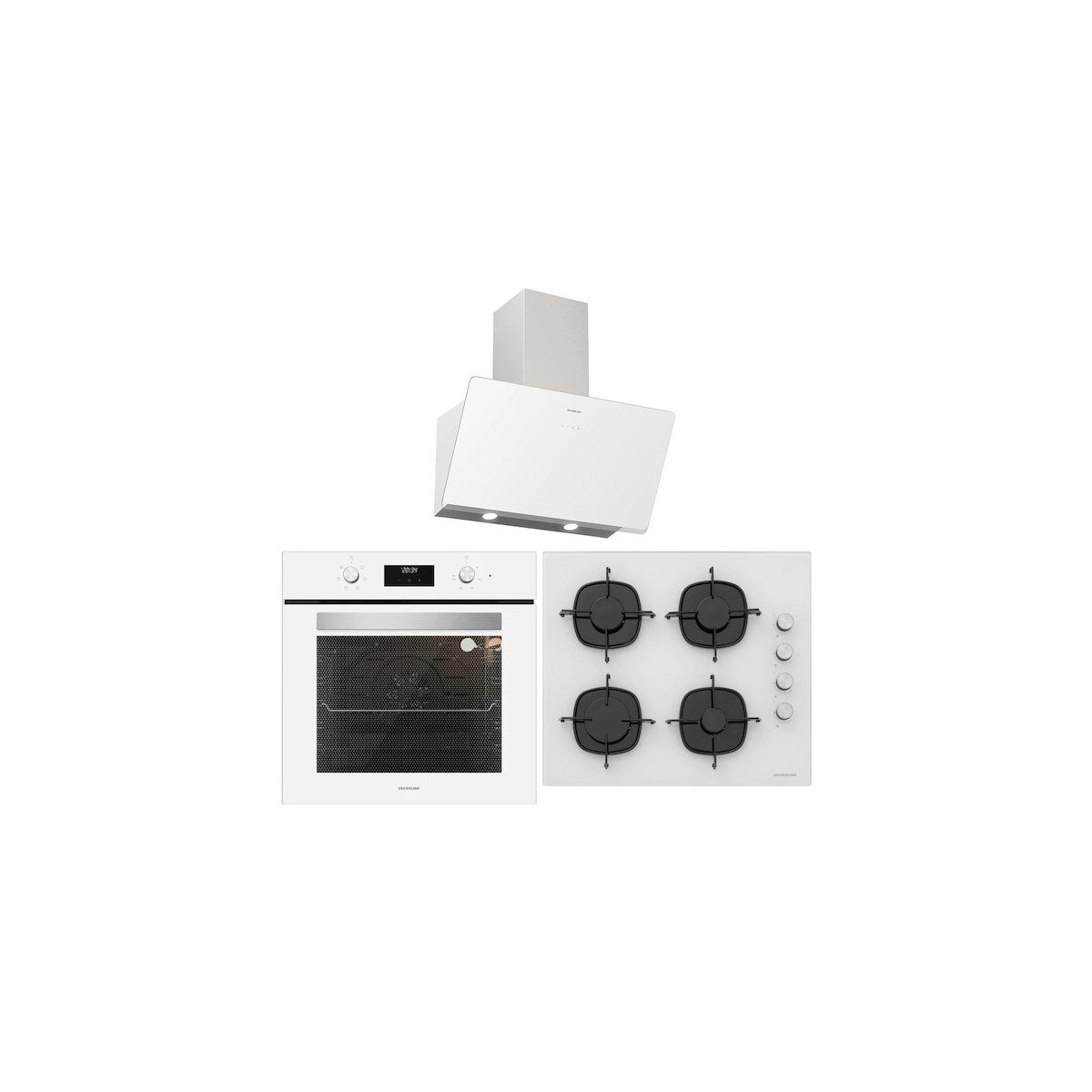 Silverline BO6502W02 - CS5335W01 - 3457 Soho 60 Beyaz Cam Ankastre Set