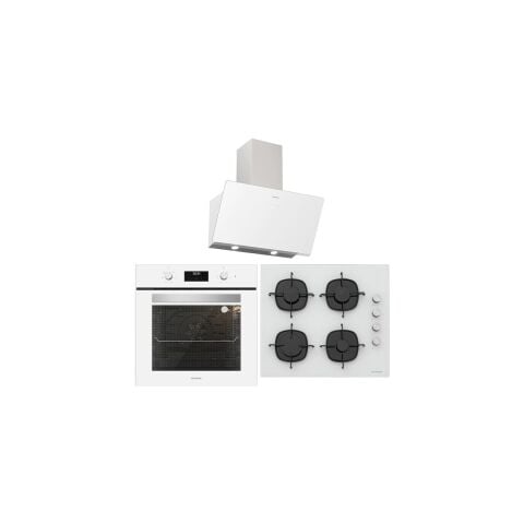 Silverline BO6502W02 - CS5335W01 - 3457 Soho 60 Beyaz Cam Ankastre Set