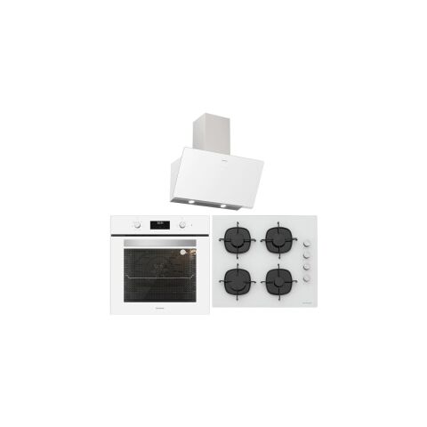 Silverline BO6502W02 - CS5335W01 - 3457 Soho 60 Beyaz Cam Ankastre Set