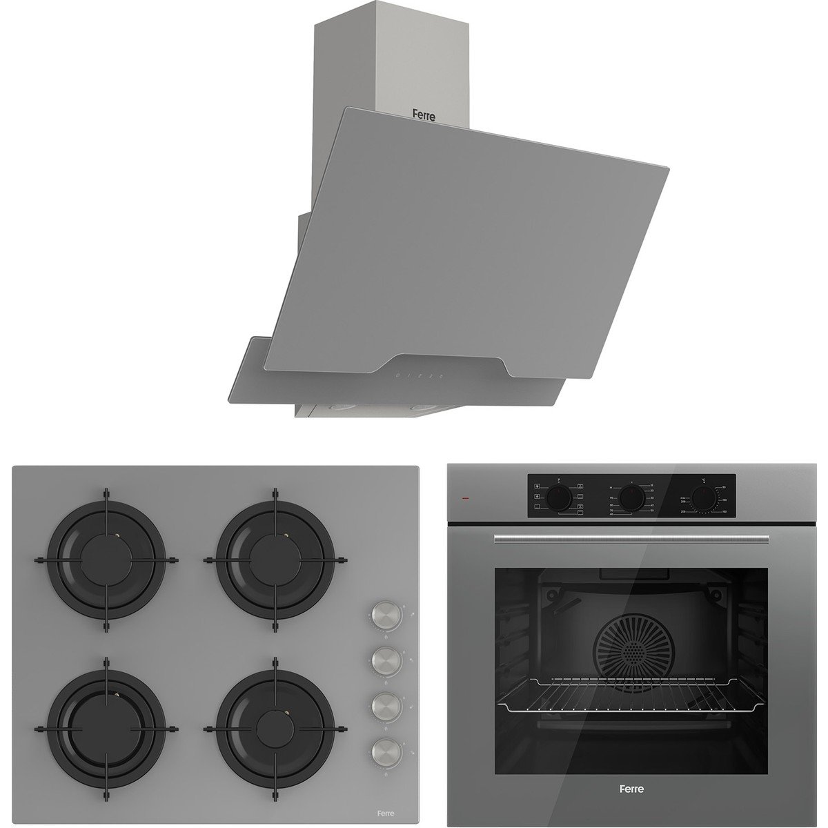 Ferre Soft Line Gri ankastre set ( QBL62CPR-CS208-D065 )