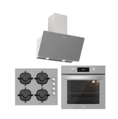 Silverline BO6504S01 - CS5343S01 - 3457 Soho 60 Gri Cam Ankastre Set