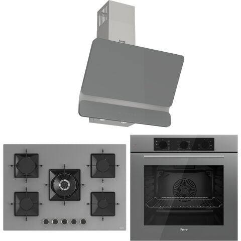 Ferre Ss Serisi Gri 5 Gözlü Ankastre Set ( QBL62CPR-SS038-D082 )