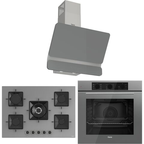 Ferre Ss Serisi Gri 5 Gözlü Ankastre Set ( QBL62CPR-SS038-D082 )