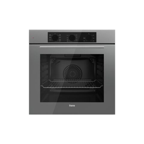 Ferre Gri Cam Ankastre Set (D088 Gri Davlumbaz -SS208 Gri Ocak- QBL62CPR Gri Fırın)