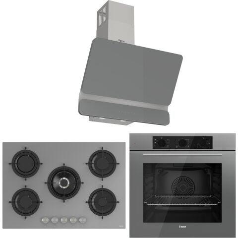 Ferre Rs Serisi Gri 5 Gözlü Ankastre Set ( QBL62CPR-RS038-D082 )