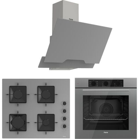 Ferre Elegant Line Gri Cam Ankastre Set ( QBL62CPR-SS208-D065 )