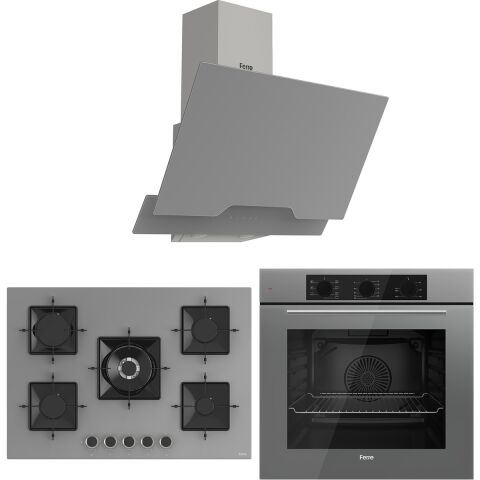 Ferre Ss Serisi Gri 5 Gözlü Ankastre Set ( QBL62CPR-SS038-D065 )