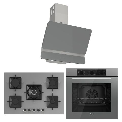 Ferre Ss Serisi Gri 5 Gözlü Ankastre Set ( QBL62CPR-SS038-D082 )