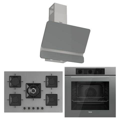 Ferre Ss Serisi Gri 5 Gözlü Ankastre Set ( QBL62CPR-SS038-D082 )