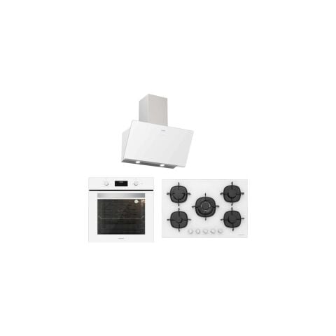 Silverline BO6502W02 - CS5365W01 - 3457 Soho 60 Beyaz Cam Ankastre Set