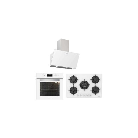 Silverline BO6502W02 - CS5365W01 - 3457 Soho 60 Beyaz Cam Ankastre Set