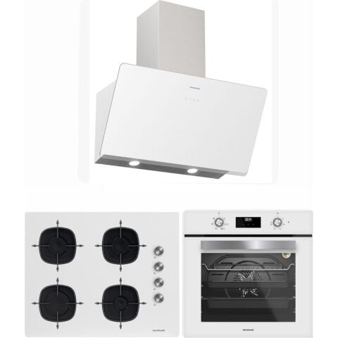 Silverline Beyaz 65 cm Ocaklı Dijital Fırınlı Ankastre Set (3457 Soho - CS5700E7W01 - BO6502W02 )