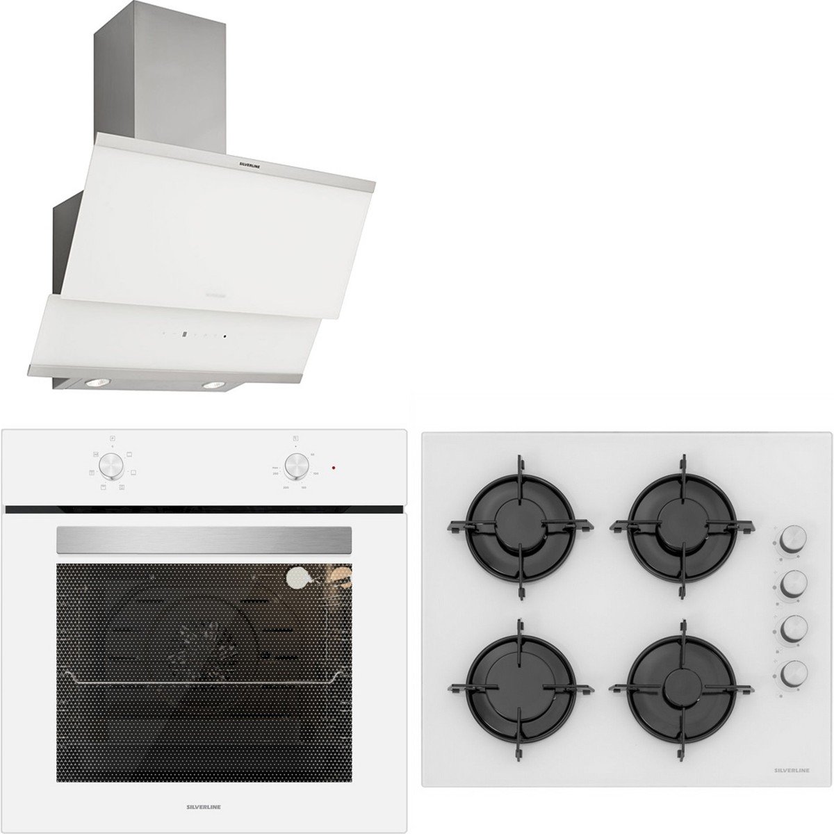 Silverline Beyaz Cam Ankastre Set Bo6501W01 - Cs5349W01 - 3420