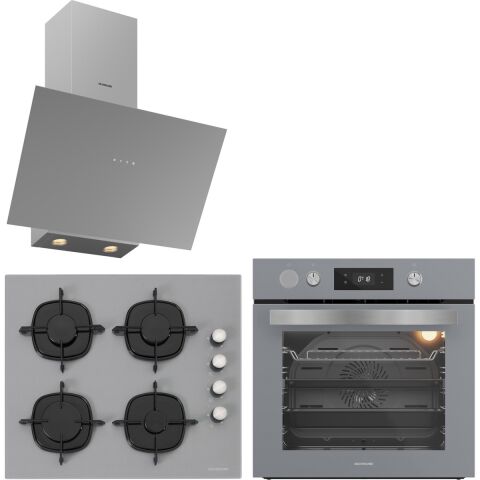 Silverline Gri Cam Ankastre Set BO65P4S01-CS5700E6S01-3481 Flam Gri (Buhar ve Airfryer Özellikli Fırın)