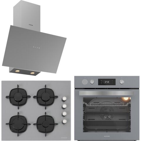 Silverline Gri Cam Ankastre Set BO65P4S01-CS5700E6S01-3481 Flam Gri (Buhar ve Airfryer Özellikli Fırın)