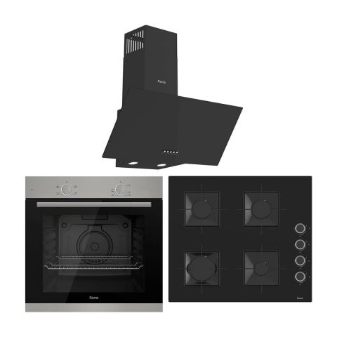 Ferre XE61MDV - SS205 - D086 4 Prog. Mekanik Statik Xl 78 Litre Ankastre Set - Inox/siyah