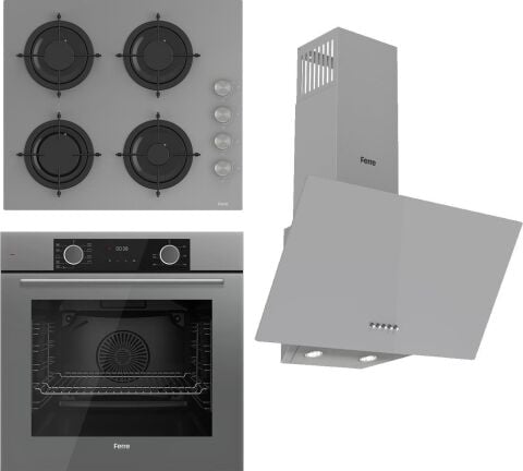 Ferre Fryart Ss Serisi Gri Set (CS208 + XE63CPR +D088 ) - Emaye Izgara