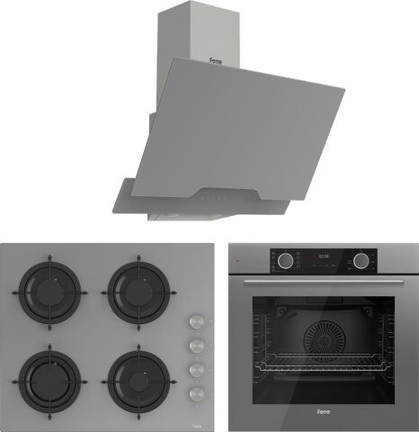 Ferre Fryart Cs Serisi Gri Ankastre Cam Set (D065 + CS208 + XE63CPR)